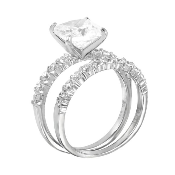 2ct Cushion cut Engagement Ring Wedding Band 2pc - Picture 2 of 9